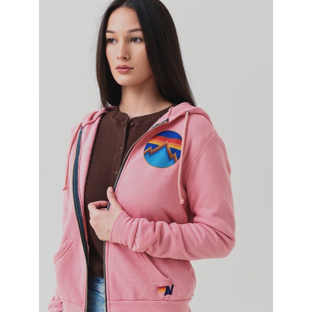 Aviator Nation All Seasons Circle Hoodie Easy Fit Rainbow Warm Wear,  Pink Sz S